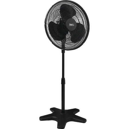 Best Comfort 16 In. 3-Speed 38 In. to 49 In. H. Black Oscillating Pedestal Fan 15816PG